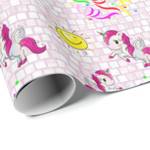 Glossy Wrapping Papper Unicorn Presentpapper