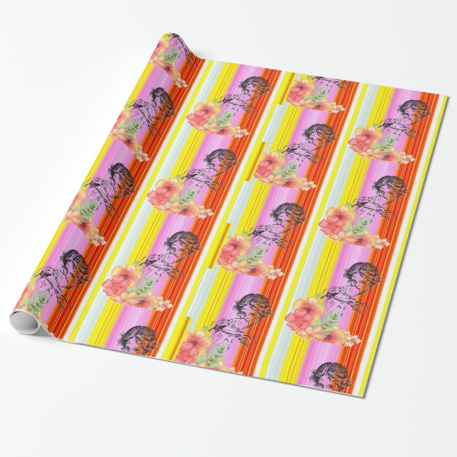 Glossy Wrapping Papper, Victorian Rand Presentpapper (Utrullad)
