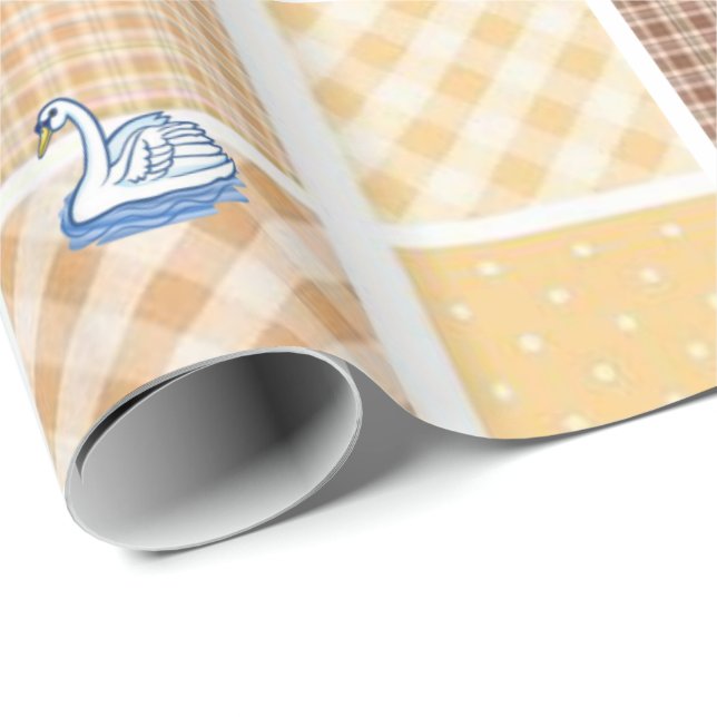 Glossy Wrapping Pappert Svanar Presentpapper (Rullad Hörn)