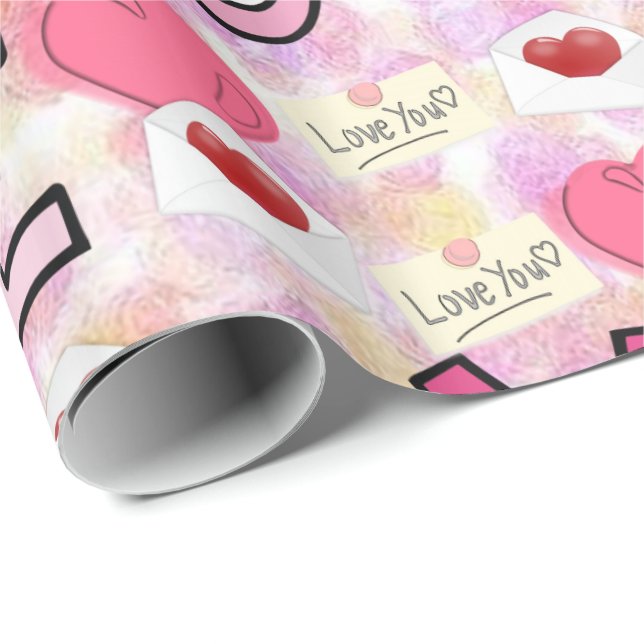 Glossy Wrapping Pappra Kärlek Presentpapper (Rullad Hörn)