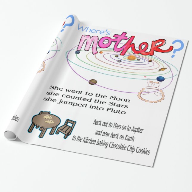 Glossy Wrapping Pappra Lycklig Mors dag, där är Presentpapper (Utrullad)