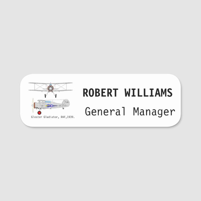 Gloster Gladiator: Classic Namn bricka Namnbricka (Framsida)