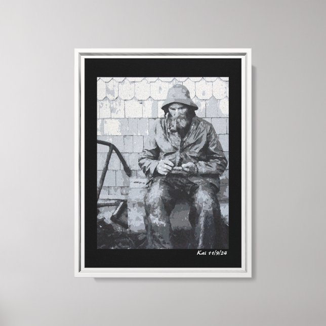 Gloucester Fisherman Mending Hans Nets Canvastryck (Framsida)