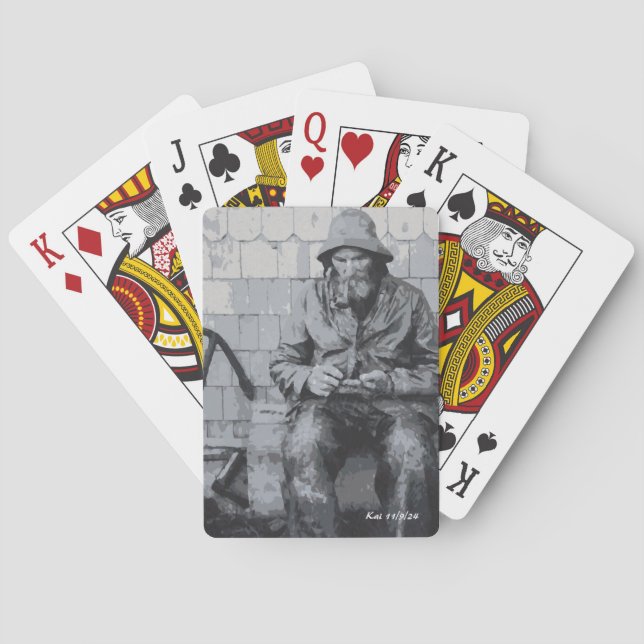 Gloucester Fisherman Mending Hans Nets Casinokort (Baksidan)