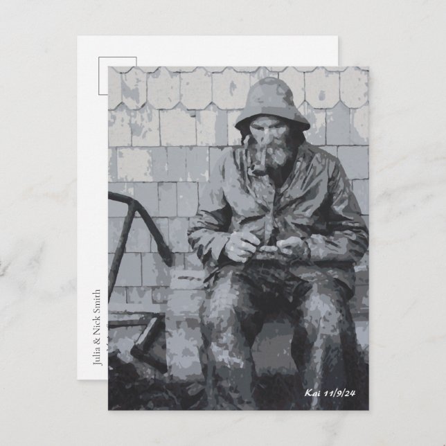 Gloucester Fiskare Reparerar Sina Nät Vykort (Fram/baksida)