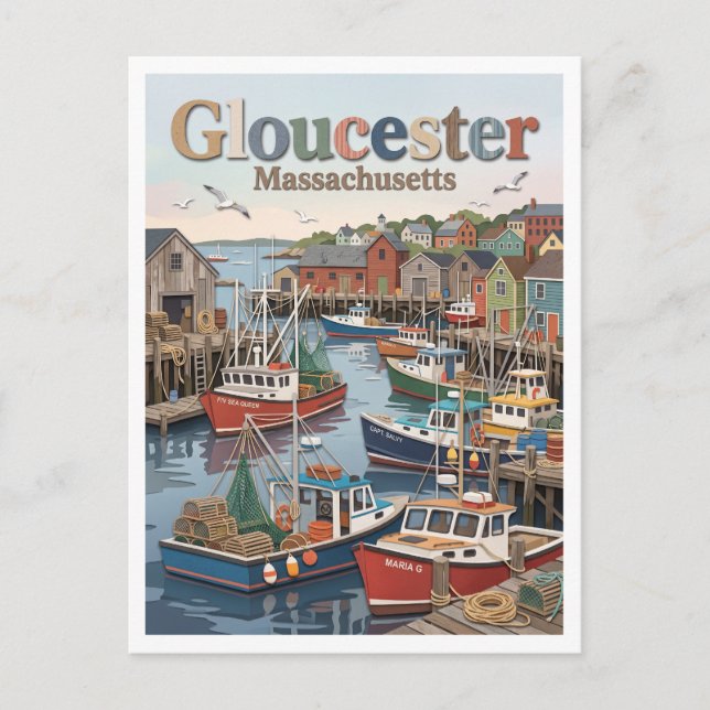 Gloucester hamn Massachusetts Vykort (Framsida)