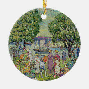 Gloucester hamn (olja på kanfas) julgransprydnad keramik