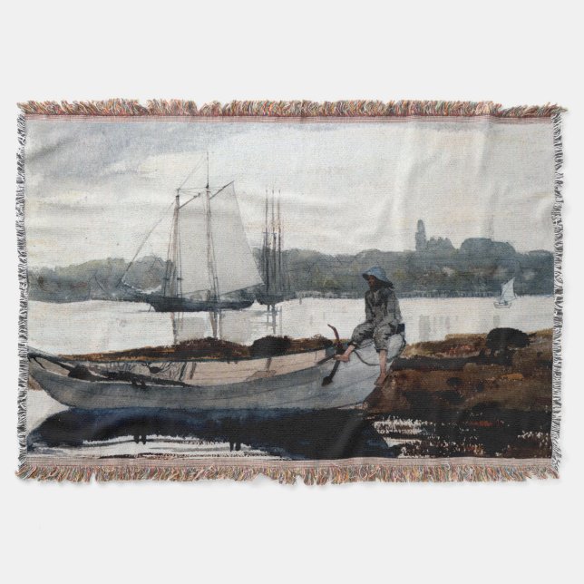 Gloucester Harbour och Dory Winslow Homer 1880 Filt (Framsidan)