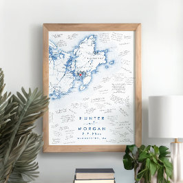 Gloucester MORSA Bröllop Modern Guest Bok Poster