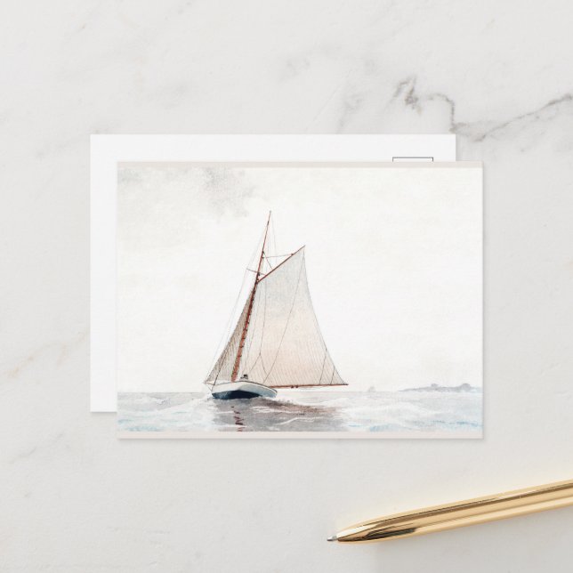 Gloucester segling av Winslow Homer Helg Vykort (Fram/Back In Situ)