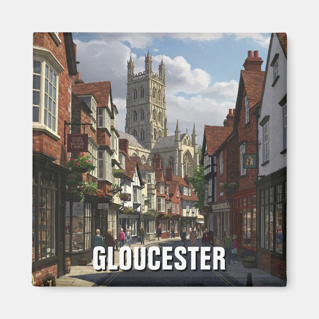 Gloucestershire England Travel Cathedral Magnet (Framsidan)