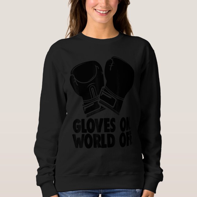Glove On World Off   Women Boxing Sports Love T Shirt (Framsida)