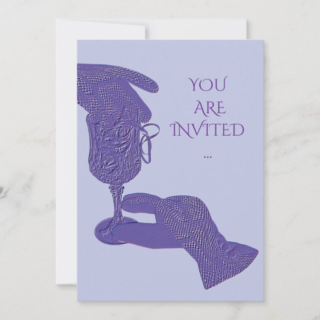 Gloved hands gloves touch wine glass invitation inbjudningar (Framsida)
