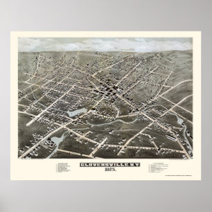 Gloversville, NY Panoramic Karta - 1875 Poster