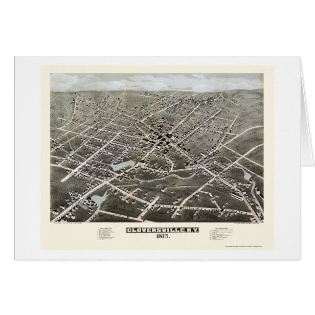 Gloversville panorama- karta för NY - 1875 Hälsningskort (Framsidan Horizontal)