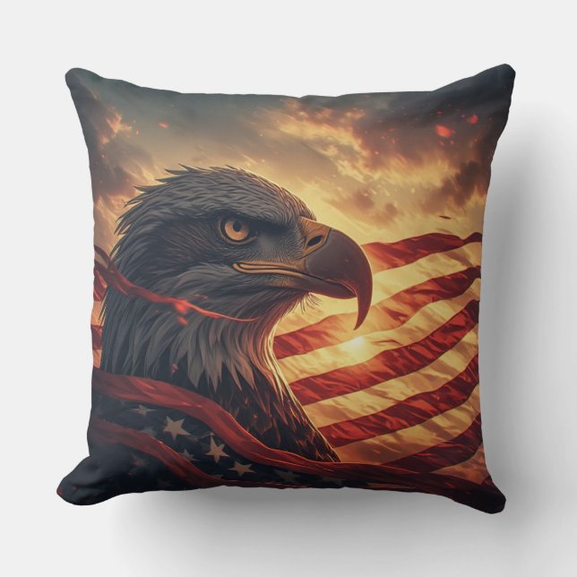 Glow American Eagle Patriotic USA Pride Kudde (Framsida)