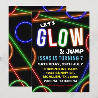 Glow and Jump Birthday Invitation Inbjudningar