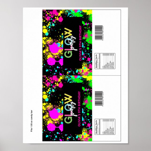 Glow birthday party poster (Framsidan)