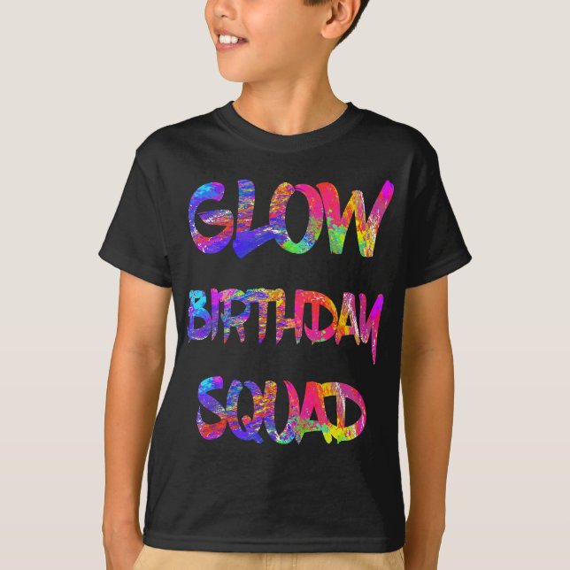 Glow Birthday Squad Glow Party 80 s Group Party Te T Shirt (Framsida)