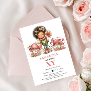 Glow Fairy 6-års födelsedagsinbjudan med rosa blom Inbjudningar