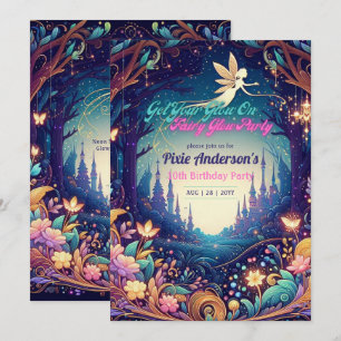 Glow Fairy Party Theme Fairytale Enchanted Forest Inbjudningar