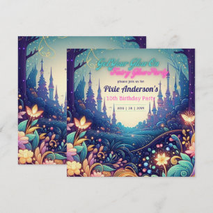 Glow Fairy Party Theme Fairytale Enchanted Forest Inbjudningar