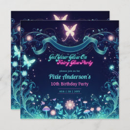 Glow Fairy Party Theme Fairytale Enchanted Forest Inbjudningar