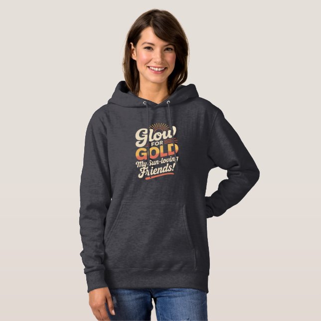  Glow for Gold Retro Sun T Shirt (Hel framsida)