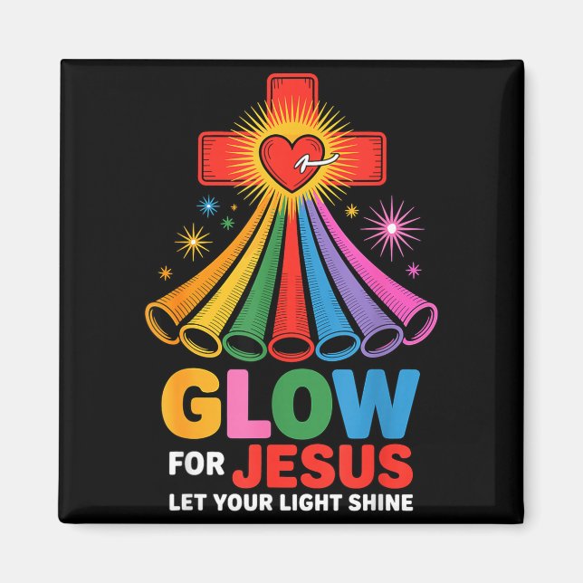 Glow For Jesus Christian Faith  Magnet (Framsidan)