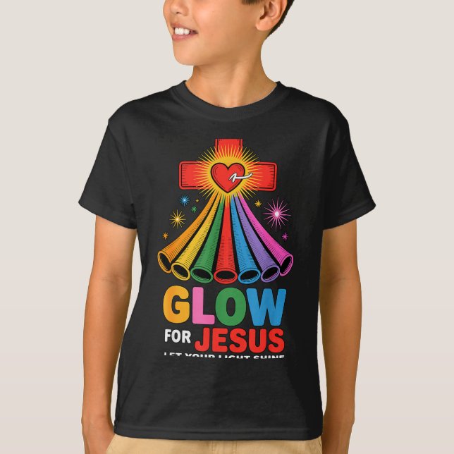 Glow For Jesus Christian Faith  T Shirt (Framsida)