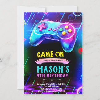 Glow game night party invite inbjudningar