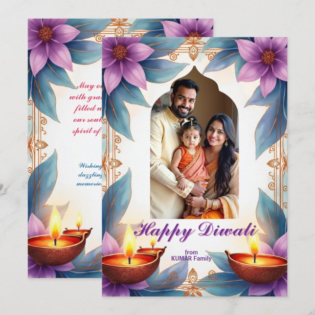 Glow & Gather Diwali Greeting Card Inbjudningar (Fram/baksida)
