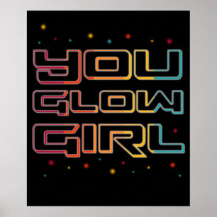 Glow Girl Neon Ljus Glow i Mörken Party Poster