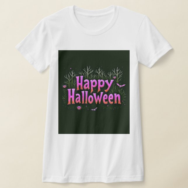 Glow-in-the-Dark Happy Halloween T Shirt (Laydown)