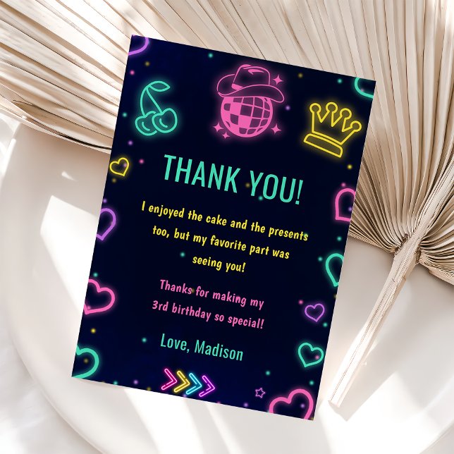 Glow Neon Ljus Födelsedagsfest Inbjudningar (Skapare uppladdad)