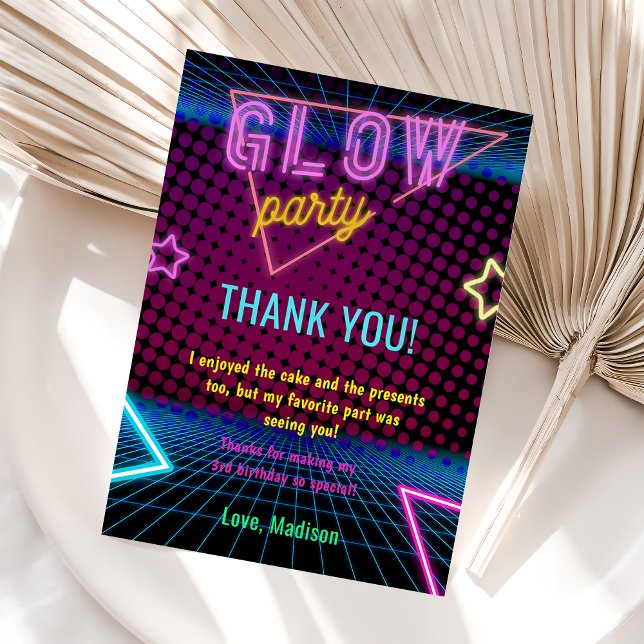 Glow Neon Ljus Födelsedagsfest - tackkort Inbjudningar (Skapare uppladdad)