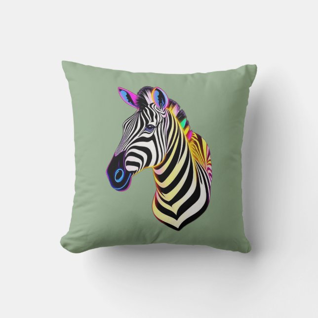 Glow Neon Zebra Kudde (Framsida)