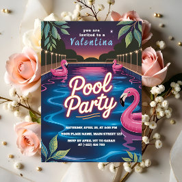 Glow Night Pool Party Födelsedag Inbjudningar
