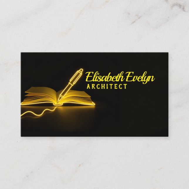 Glow of Knowledge: Pen and Book in the Dark Visitkort (Framsida)