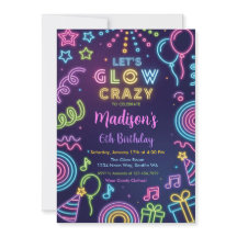 Glow Party Birthday Invitation, Neon Glow Theme