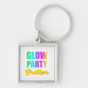 Glow Party Brother Retro 80-årsjubileum Fyrkantig Silverfärgad Nyckelring