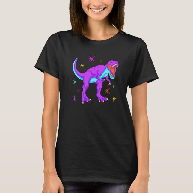Glow Party Dinosaur Neon Ljus Party T Shirt (Framsida)