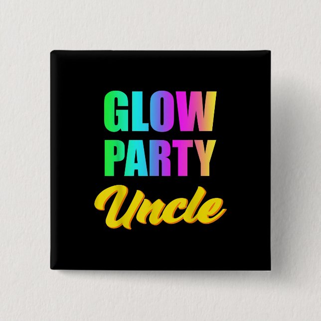 Glow Party farbror Retro 80s Födelsedagsfest Group Knapp (Framsida)
