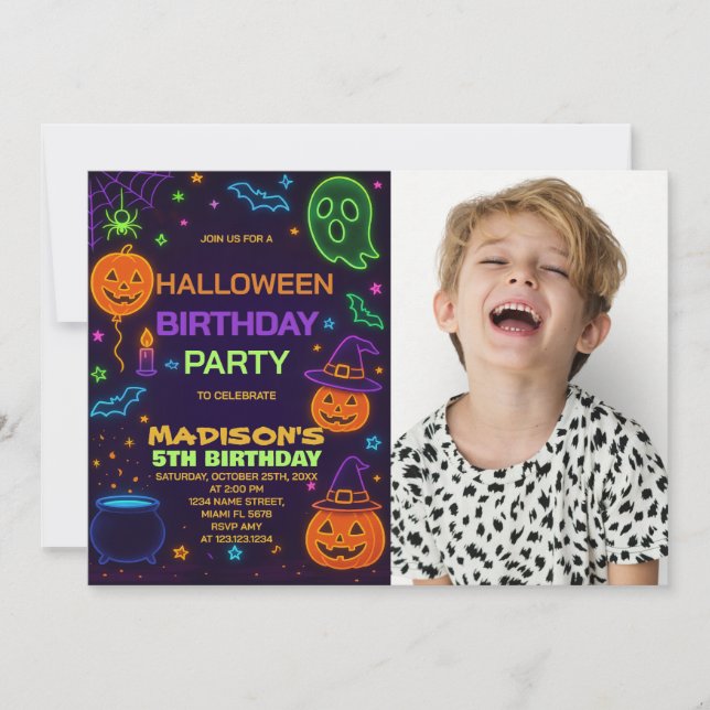 Glow Party Halloween Birthday-inbjudan Inbjudningar (Framsida)