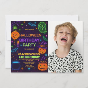 Glow Party Halloween Birthday-inbjudan Inbjudningar