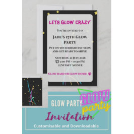 Glow Party Invitation| Teen/Adult Party  Inbjudningar