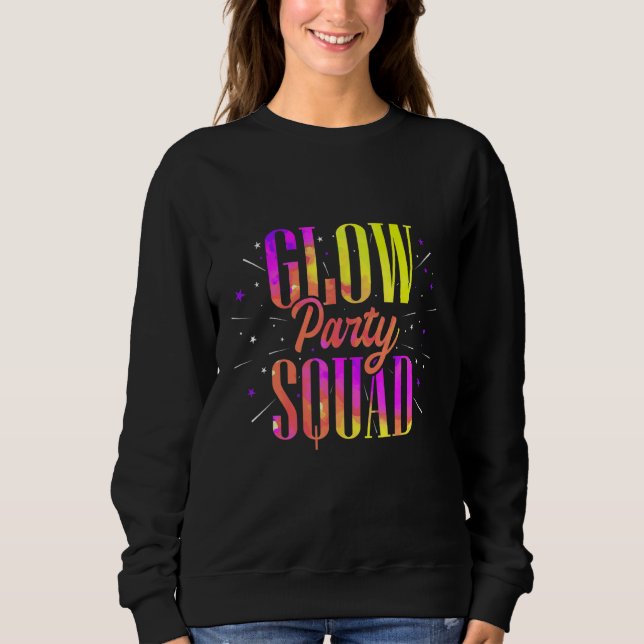 Glow Party Squad Colorful Retro Party Wear T Shirt (Framsida)