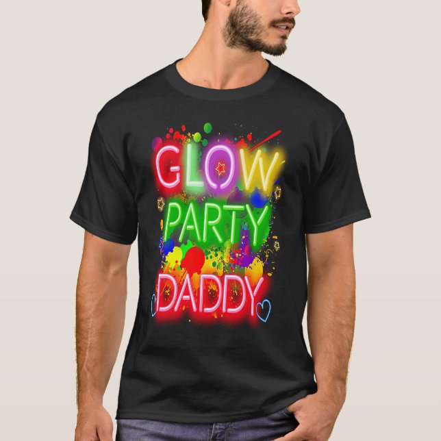 Glow Party Squad Daddy Paint Splatter Glow Party M T Shirt (Framsida)