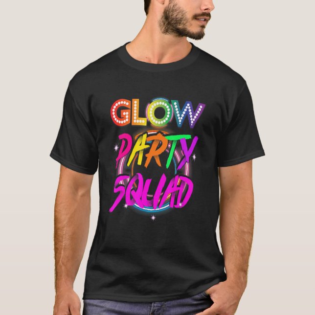 Glow Party Squad Paint Splatter Effect Glow Party T Shirt (Framsida)