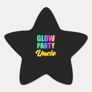 Glow Party Uncle   Retro 80s Birthday Party Group Stjärnformat Klistermärke